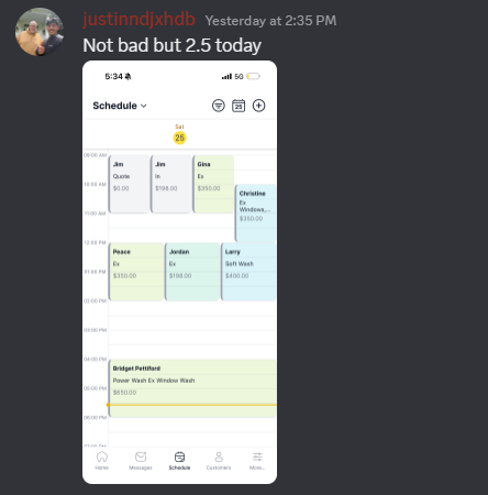 Member: 2.5k booked schedule for the day