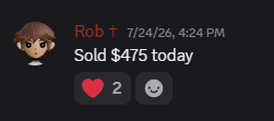 Member: sold $475 today