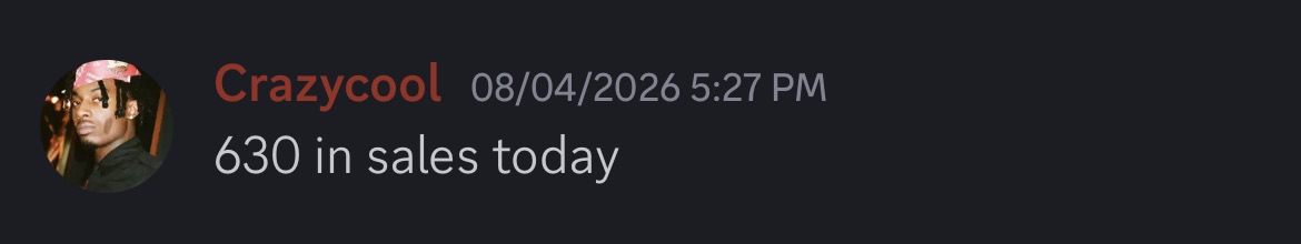 Member: $630 in sales today