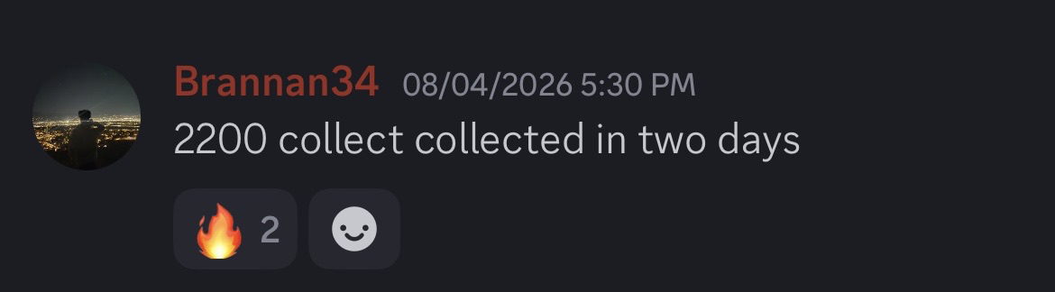 Member: $2200 collected in two days