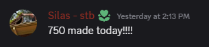 Member: 750 made today